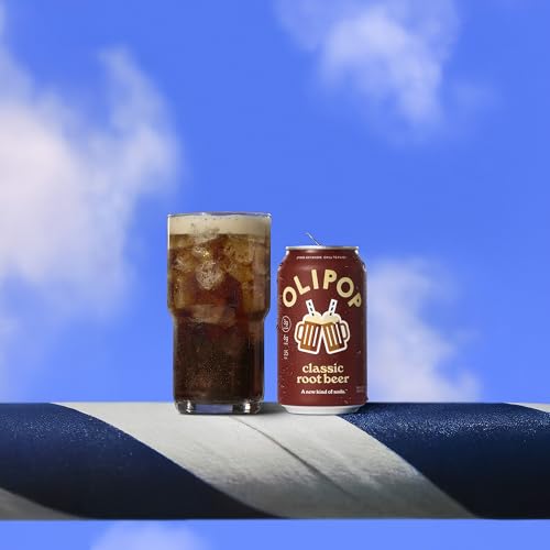Image of OLIPOP Prebiotic Soda Pop, Classic Root Beer, Pantry Pack Packed with Prebiotics, Fiber, and Botanicals, Gluten Free, GMO Free, 12oz (12-Cans) (Packaging May Vary)