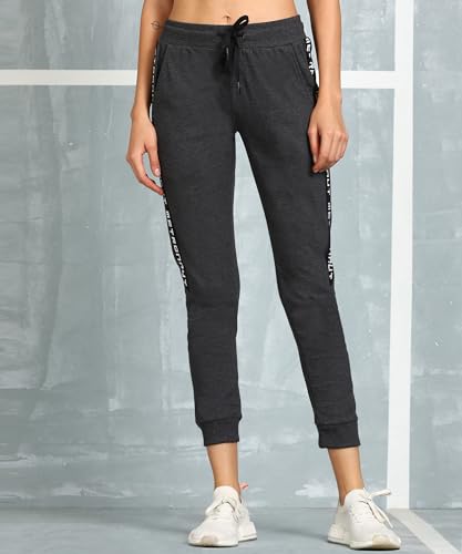 Image of Alan Jones Clothing Women's High Rise Solid Slim Fit Joggers Track Pant