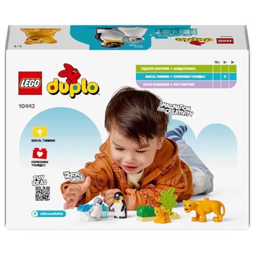 LEGO Duplo Familles d’Animaux Sauvages : Pingouins et Lions - Jeu Motricité Fine pour Fille ou Garçon dès 2 Ans - Jouet Éducatif Premier Âge - 4 Figurines d'animaux & Accessoires - Idée Cadeau 10442