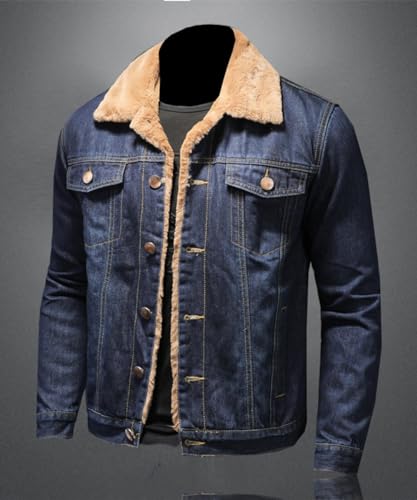 Men's Fleece Lined Jean Jacket Winter Sherpa Trucker Warm Denim Button Jacket Coat Outwear2