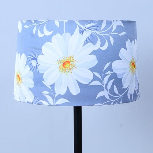 Image of tu casa Black Metal-Iron Base Foldable Floor Lamps with Narcissue Floral Print & Satin Shade for Bedroom, Living Room, Lounge, Office Area, Gifting Without Bulb for Home Decoration (Height - 53 inch)