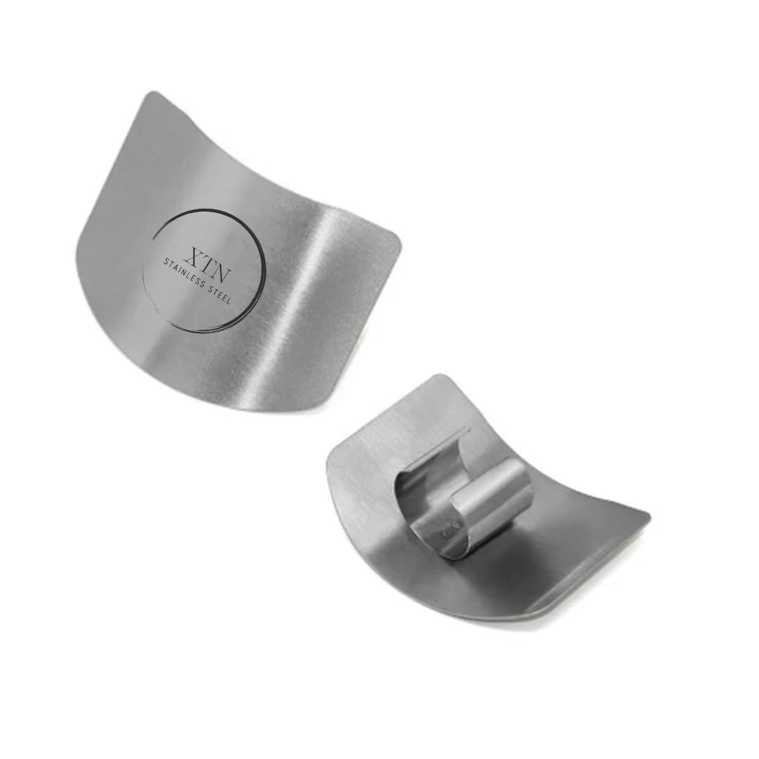 Stainless Steel Finger Guard for Cutting – 2 Pieces, Adjustable, Non-Slip Finger Protector for Safe Slicing, Chopping & Dicing – Ideal Kitchen Safety Tool for Chefs & Home Cooks