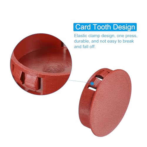 Image of PATIKIL 1.5 inch /38mm Plastic Hole Plugs, 20Pcs Flush Type Round Hole Plugs Cover Snap in Locking Hole Tube for Table Kitchen Cabinet Furniture, Red Brown
