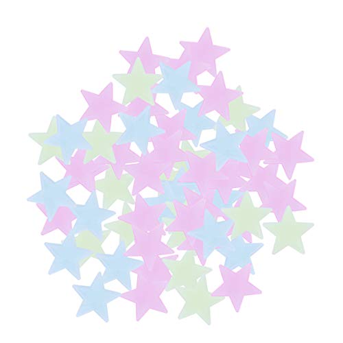 Amosfun 100 peças de adesivos de parede estrelas que brilham no escuro, adesivos de parede de teto c