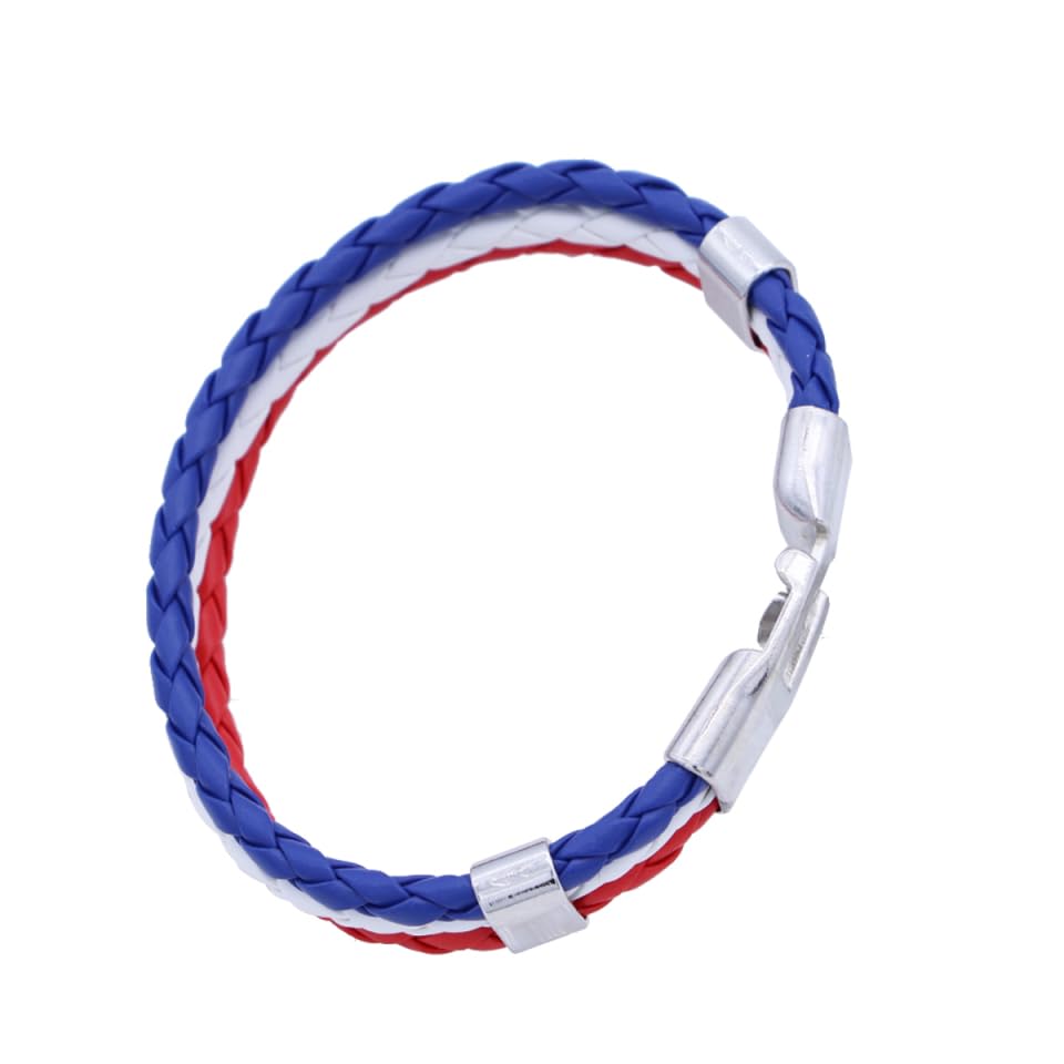 GALPADA Bracelet De Football En Corde Tressée Drapeau National Bracelet En Alliage De Cuir Pour Hommes Et Femmes France