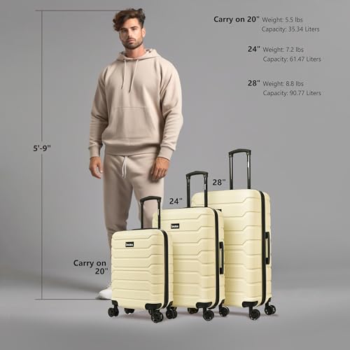 Image of InUSA TREND 3-Piece Hardside Spinner Luggage Set 20 /24 /28in Durable Sand