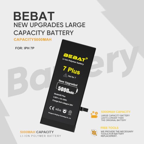 Image of Replacement for iPhone 7 Plus Battery, 5000mAh High Capacity Li-ion Polymer Replacement Battery for Model A1661 A1784 A1785 with Professional Repair Tool Kits