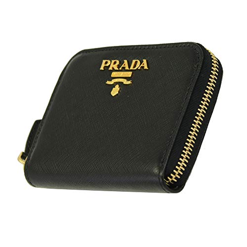 Prada Black Leather W/Metal Logos Coin Case 1Mm268 Nero #TOP1
