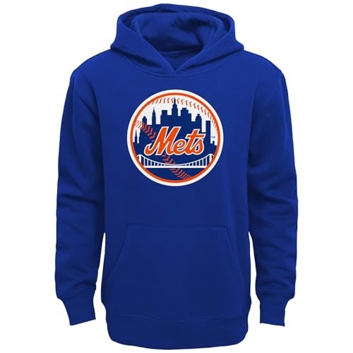 Outerstuff MLB Kids Youth 4-20 Official Primary Logo Fleece Lined Pullover Hoodie Sweatshirt (US Numeric 8 Regular New York Mets - Blue New York Mets)
