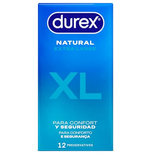 Durex Preservativos Natural XL, para Confort y Seguridad, 12 condones XL Extra Grandes