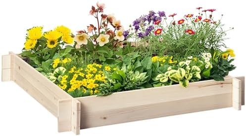 Outsunny Jardinière en Bois, carré Potager de Jardin, Design sans...