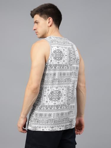 Image of Veirdo Men's Sleeveless Regular Fit Tshirt, All Over Printed Vest for Men, Cotton Sando for Beach Wear, Gym, Cycling, Running, & Other Sports (Available in Different Pattern)