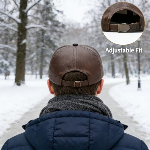 Gorra de béisbol de cuero cálido resistente al viento y agua miniatura 5