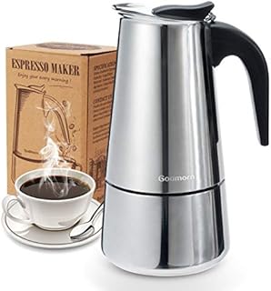 Godmorn Stovetop Espresso Maker, Italian Coffee Maker Moka Pot, 450ml/9 Cup (Espresso Cup=50ml), 430 Stainless Steel Classic Cafe Maker, Suitable for Induction Hob