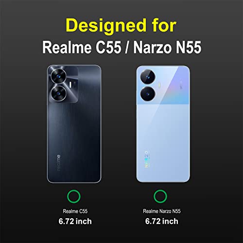 Image of KIVANO LUXE Compatible for Realme Narzo N55 / Realme C55 5G Luxury Handmade Leather Magnetic Flip Folio Case | Card Holder & Kickstand | Slim Protective Cover | Unisex - Black