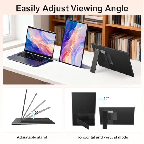 Image of Portable Monitor 16 inch 1200P FHD Laptop Screen Extender, Horizontal Vertical Monitors with External Speakers, 100% sRGB Plug & Play Computer Gaming Travel Second Screen for Wins Mac Phone PS5 Xbox