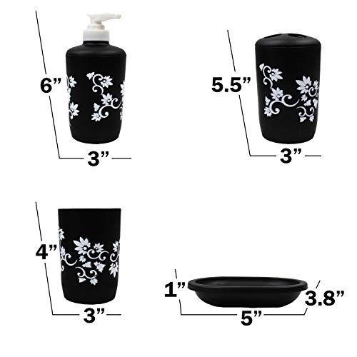 Blue Donuts Bathroom Accessories Set Complete, Toilet Brush and Holder, Trash Can, Toothbrush Holder, Black, 6 Pieces - Thumbnail 6