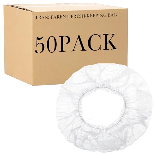 Linkidea Paquete de 50 fundas elásticas reutilizables para almacenamiento de alimentos, 20.4 pulgadas de plástico grande y envoltorios para platos, tapas frescas para cocina, comedor y picnic al aire