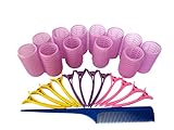 Kamay's Hair Rollers Set 12 count Curlers Rollers With 12 Duckbill Sectioning Clips 1 Combs Used for Hair Haircut Styling Self Grip Rollers for Hair (31mm/1.2')