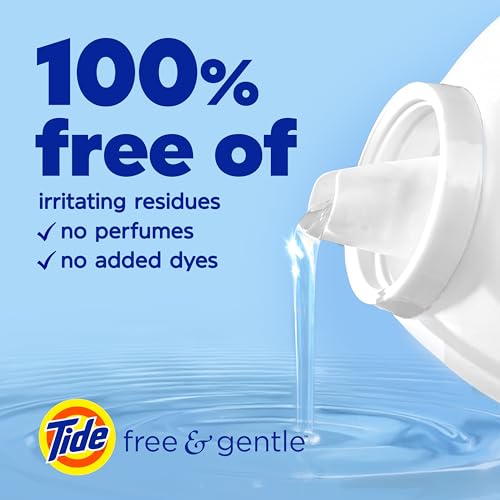 Image of Tide Free & Gentle Liquid Laundry Detergent, 100 Loads, 132 fl oz, Tide Laundry Detergent, Clean Laundry Detergent