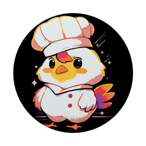 Chicken Chef Hat Cook Culinary Cap Cooking Chicken Lover PopSockets Swappable PopGrip, Black - Image 3
