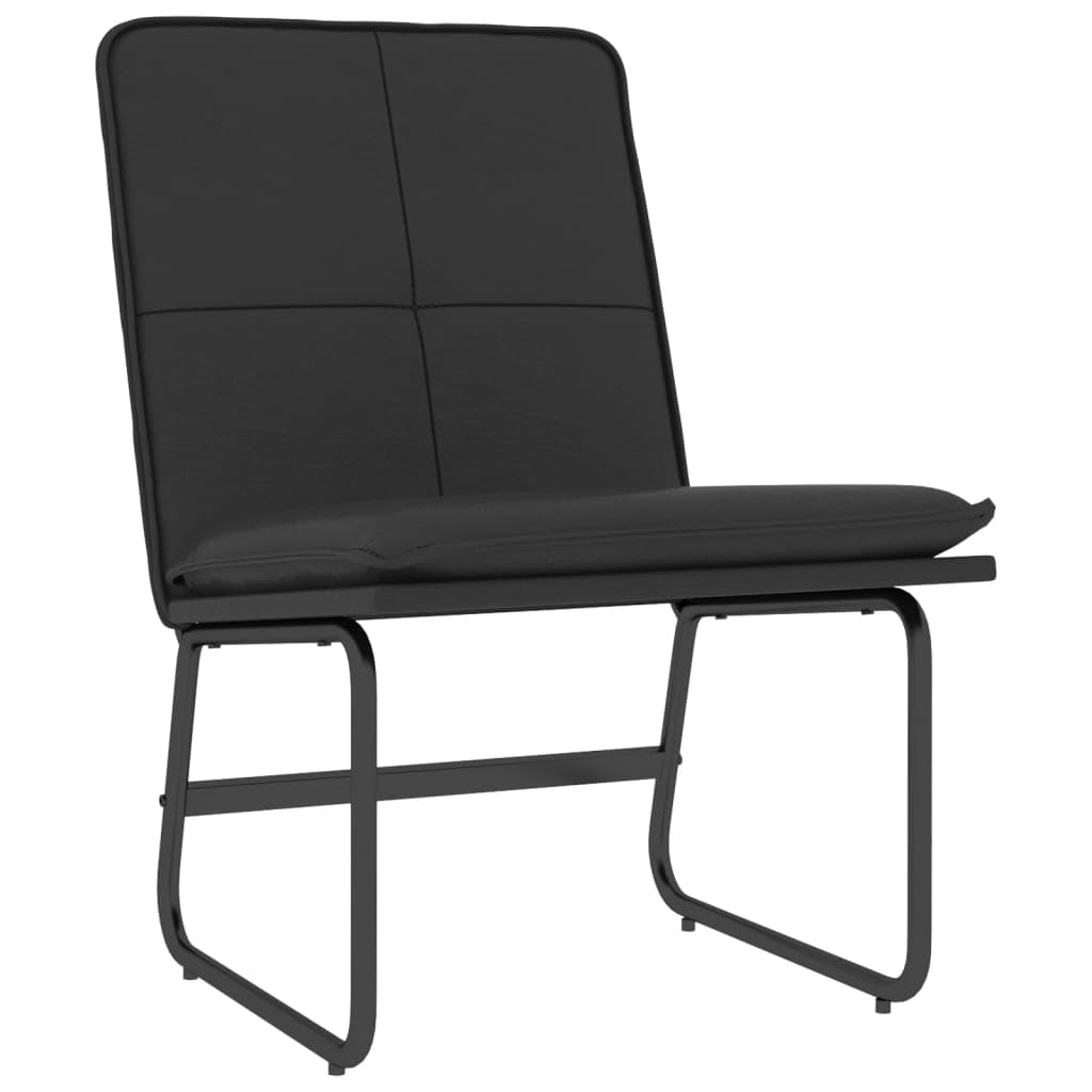 Fotel wypoczynkowy czarny, 54 x 75 x 76 cm, sztuczna skóra, wyściełana, wytrzymała metalowa rama, antypoślizgowe nogi, do salonu, sypialni i czytelni, wygodny fotel relaksacyjny dla dorosłych