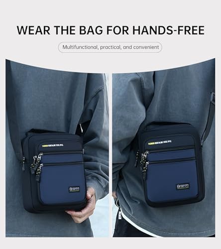 Men's Solid-Color Oxford Canvas Shoulder Bag with Waterproof Lightweight Chest Bag for Casual and Minimalist Styles4