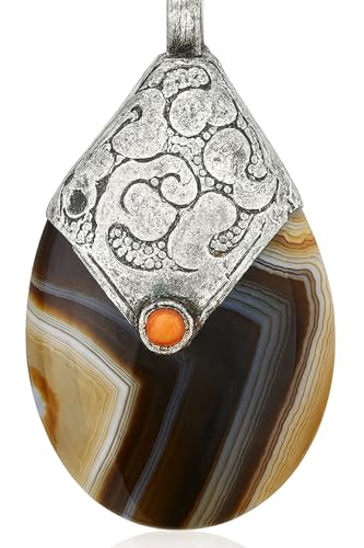 Pendentif agate et corail amulette protectrice gravée à la main pour un style unique
