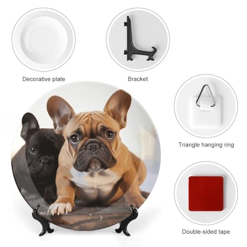 Plato decorativo Bulldog francés Bone China 7 pulg miniatura 3