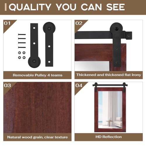 Image of COGOOD Bathroom Mirrors for Over Sink - 22 x 30 Farmhouse Barn Door Wall Mirror for Bathroom, Living Room, Entryway Wall Decor Espresso