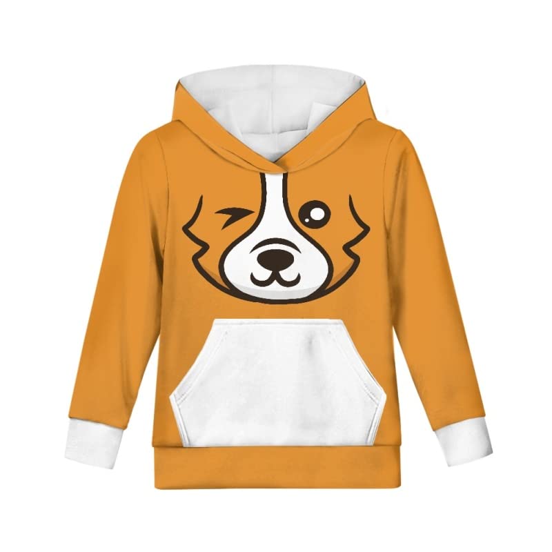 AmzPrint Cute Cartoon Print Axolotl Hoodie White For Kid Unisex Casual Oversize Long Sleeve Hoodie Sweatshirt 7-8