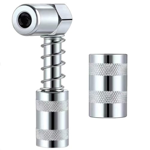 グリースニップルアダプター グリースガンコネクタースリーブ ソケット付き グリスガンノズル 潤滑脂グリースガン グリースフィッティングアダプター 車用 トラック用 限られたスペース用 シルバー