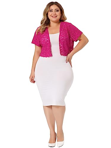 Image of Agnes Orinda Plus Size Bolero Shrugs for Women Lightweight Open Front Short Sleeve Cropped Lace Cardigan