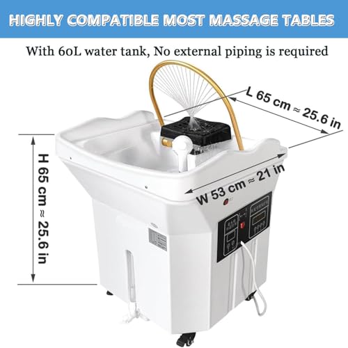 Equipo De SPA Portátil con Cabezal Termostático Y Circulación De Agua para Lavabo De Salón, Depósito De Agua De 60 L, Diseño De Arco De 180°, Color Negro (Sin Fumigación).