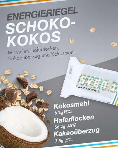Sven Jack (Energy Cake) – Schoko-Kokos 24x 125g (3kg) - Fitness Riegel aus Haferflocken mit langkettigen Kohlenhydraten – Hafer Snack & Sattmacher für den Alltag I Müsliriegel