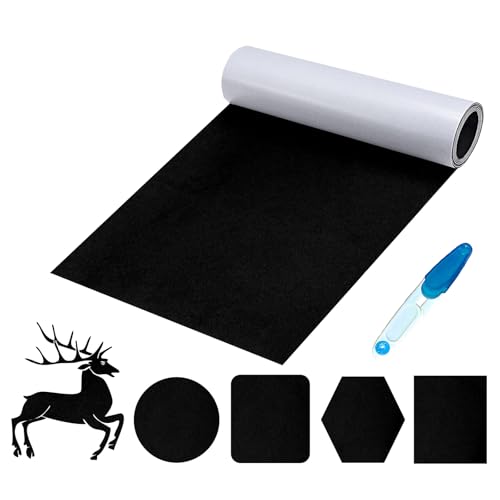 30x220cm Feutrine Autocollante,Noir Patin Feutre à Découper Libre,1mm D'éPaisseur Tissu Autocollant Reparation,pour Tiroir à Bijoux Doublure de...