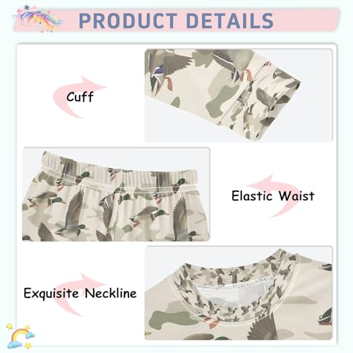 senya Wild Duck on Camouflage Pajamas Set Long Sleeve Soft Cotton Sleepwear 2 Piece4