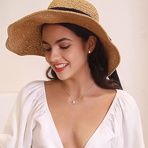 Bestyle 925 Sterling Silver Teardrop Cut Birthstone Crystal Necklaces For Women, April White Tennis Diamond Pendant With Love And Purity, Best Women Necklace For Everyday Wear #TOP1