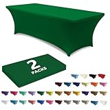 ABCCANOPY 2 Pack 6 FT Forest Green Spandex Table Cover Stretch Fitted Wrinkle Resistant Tablecloth Reuse for Rectangular Folding Table Patry Event Wedding Banquet Protector