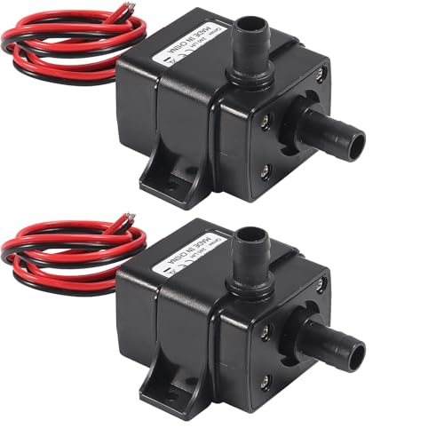 DIANN 2pcs Mini Submersible Water Pump DC 12V Small Fountain Pump (4.8W 240L/H) for Fish Tank Aquarium Fountain