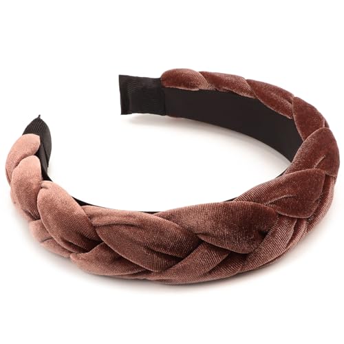 Image of DRESHOW Braided Headbands for Women Velvet Hair Hoop Elastic Criss Cross Hair Bands Accessories