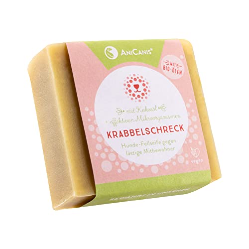 AniCanis Krabbelschreck Fellseife - Pflege-Seife mit Bio Kokosöl, Bio Arnika-Öl und EM‑A für Hunde - Hundeseife für Haut & Fell - vom Tierheilpraktiker - 85g
