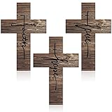 Jetec 3 Pieces Faith Love Hope Cross Sign Wood Wall Hanging Cross Rustic Cross Wall Decor Vintage Cross Wall Art Religious Love Cross Wall Decor Farmhouse Home Hanging Decor, 12 x 8 Inch (Brown)