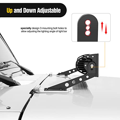 Image of Nilight 2PCS Hood Straight Light Brackets 32 Inch LED Light Bar 2018 2019 2020 2021 2022 2023 2024 2025 2026 Wrangler JL JLU Gladiator JT