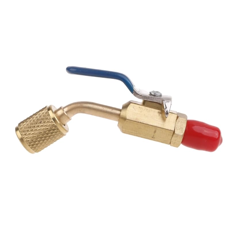 Válvulas de cierre manual para refrigeración AC-HVAC, juego compacto de bolas angulares de cobre para mangueras de carga de refrigerante R410A, R134A, R12-R22 y adaptadores para bomba de vacío miniatura 6