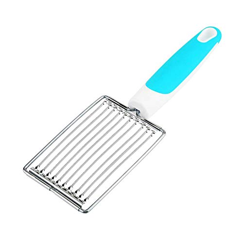 Aramox Luncheon Meat Cutter, Stainless Steel Luncheon Meat Cutter Tomato Slicer Fruits Cutter Luncheon Meat Slicer With Handle Cheese Boiled Egg Ham Tomato Serrated Slicing Knife (Blue) #TOP6