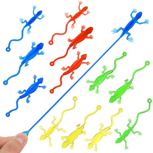 BESPORTBLE 20 Juguetes de Lagarto Adhesivos , Juguetes Elásticos para Aliviar El Estrés, Regalos de Fiesta para Niños, Interactivos Y Divertidos (Colores Surtidos)