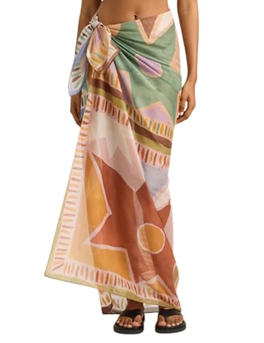 Fiona Jolin Women's Sarong Pareo Cotton Beach Coverups Lightweight Wrap Skirt Boho Printed Bikini Cover Up Long