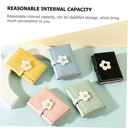 Cute Flower Pattern PU Leather Wallet for Students Compact Trifold Coin Purse Multi-functional Card Holder for and Girls4