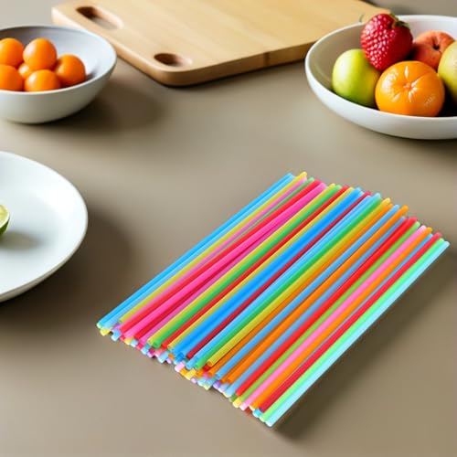 600 pitillos desechables de plástico multicolor 26 cm miniatura 7
